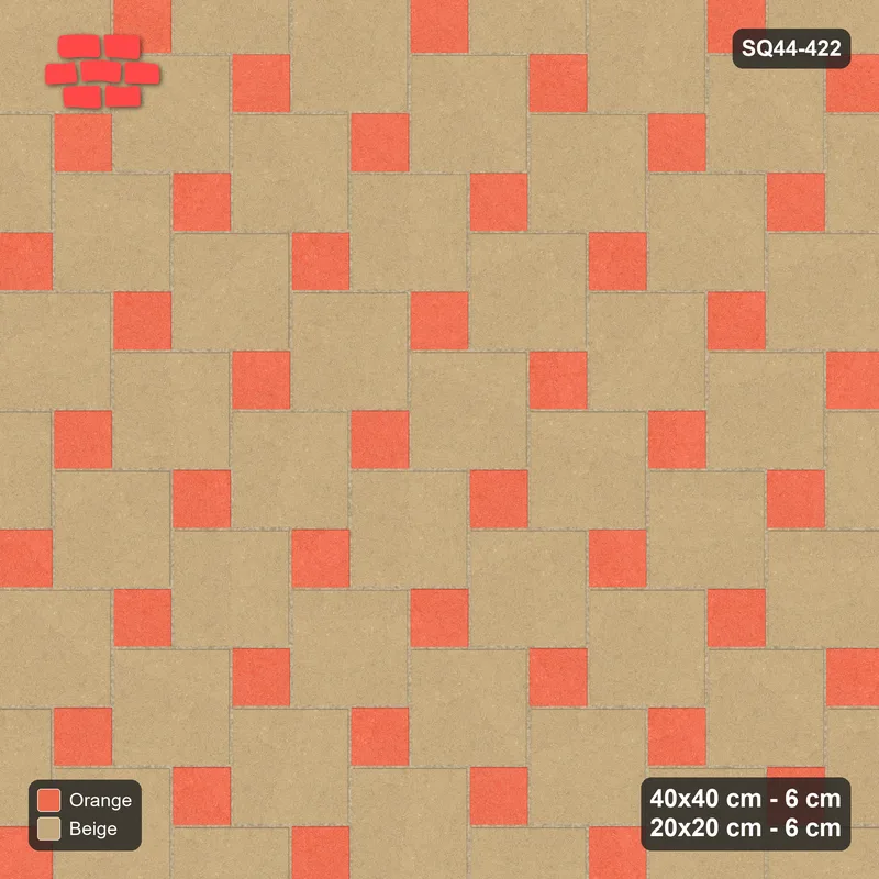 Interlock (Pasco) 40x40 cm · SQ44-422 · Offset Lattice, Swapped (Mirrored) - Clay Court · Top view Interlock (Pasco) 40x40 cm · SQ44-422 · Offset Lattice, Swapped (Mirrored) - Clay Court · Top view