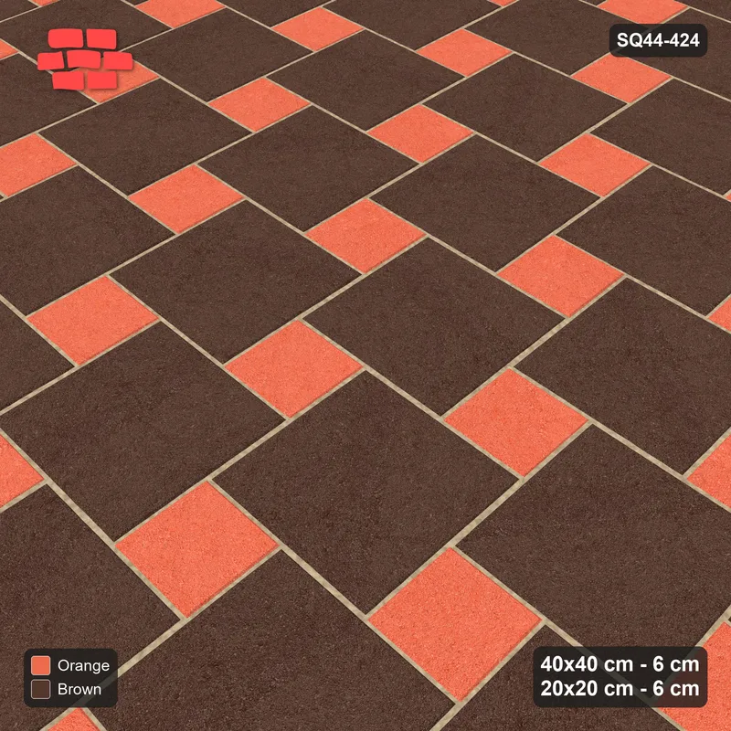 Interlock (Pasco) 40x40 cm · SQ44-424 · Offset Lattice, Swapped - Burnt Clay · Side view Interlock (Pasco) 40x40 cm · SQ44-424 · Offset Lattice, Swapped - Burnt Clay · Side view