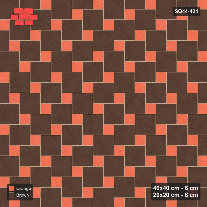 Interlock (Pasco) 40x40 cm · SQ44-424 · Offset Lattice, Swapped - Burnt Clay · Top view Interlock (Pasco) 40x40 cm · SQ44-424 · Offset Lattice, Swapped - Burnt Clay · Top view