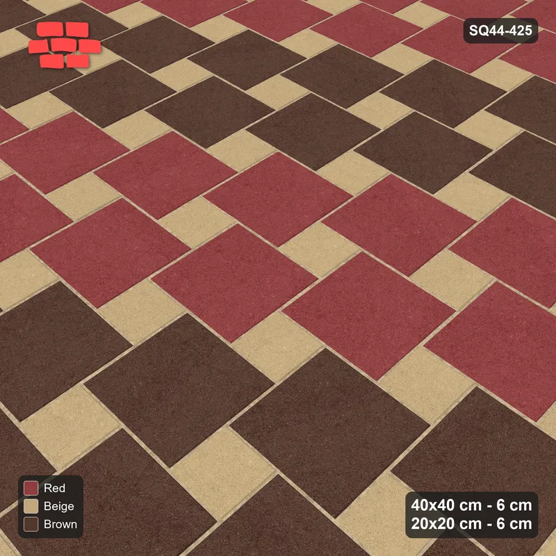Interlock (Pasco) 40x40 cm · SQ44-425 · Offset Lattice, Bands - Tuscany · Side view Interlock (Pasco) 40x40 cm · SQ44-425 · Offset Lattice, Bands - Tuscany · Side view