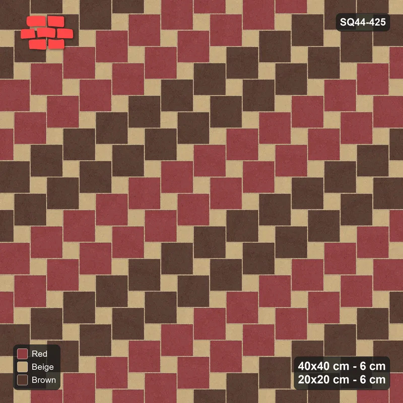 Interlock (Pasco) 40x40 cm · SQ44-425 · Offset Lattice, Bands - Tuscany · Top view Interlock (Pasco) 40x40 cm · SQ44-425 · Offset Lattice, Bands - Tuscany · Top view