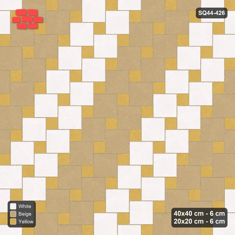 Interlock (Pasco) 40x40 cm · SQ44-426 · Offset Lattice, Bands (Mirrored) - Golden Sand · Top view Interlock (Pasco) 40x40 cm · SQ44-426 · Offset Lattice, Bands (Mirrored) - Golden Sand · Top view