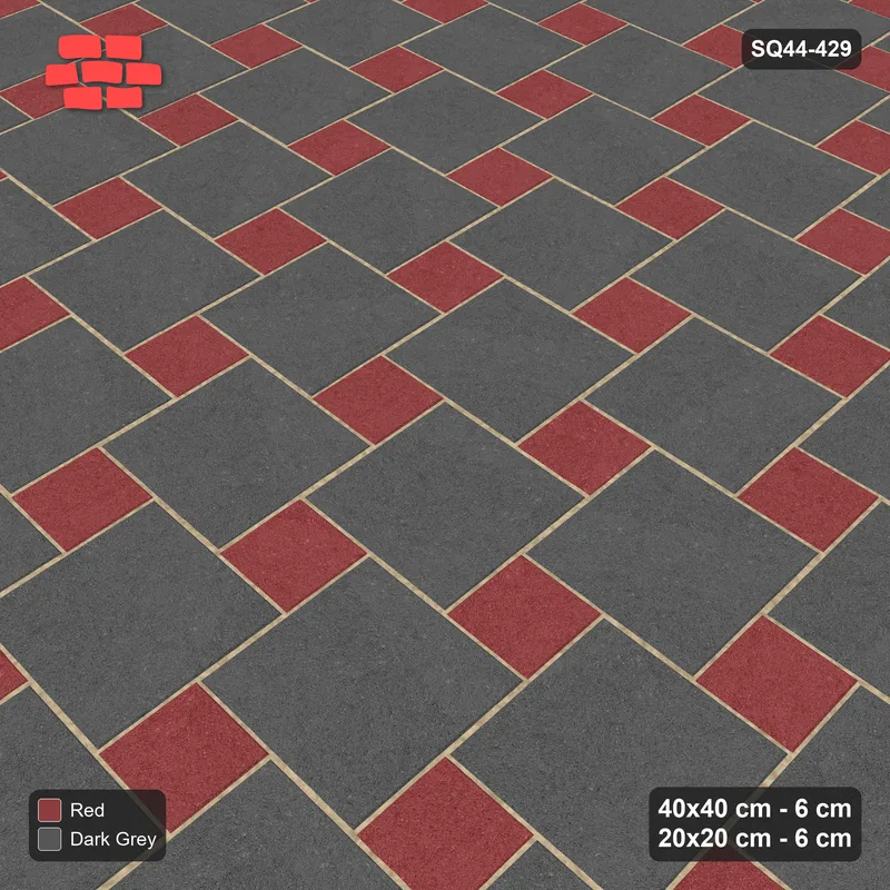Interlock (Pasco) 40x40 cm · SQ44-429 · Offset Lattice, Swapped - Rust & Charcoal · Side view Interlock (Pasco) 40x40 cm · SQ44-429 · Offset Lattice, Swapped - Rust & Charcoal · Side view