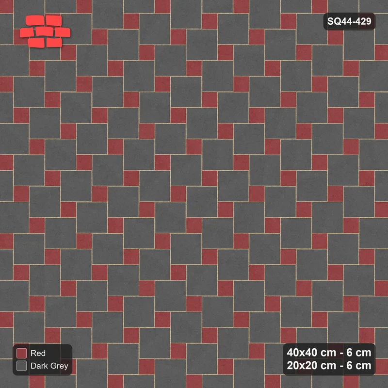 Interlock (Pasco) 40x40 cm · SQ44-429 · Offset Lattice, Swapped - Rust & Charcoal · Top view Interlock (Pasco) 40x40 cm · SQ44-429 · Offset Lattice, Swapped - Rust & Charcoal · Top view
