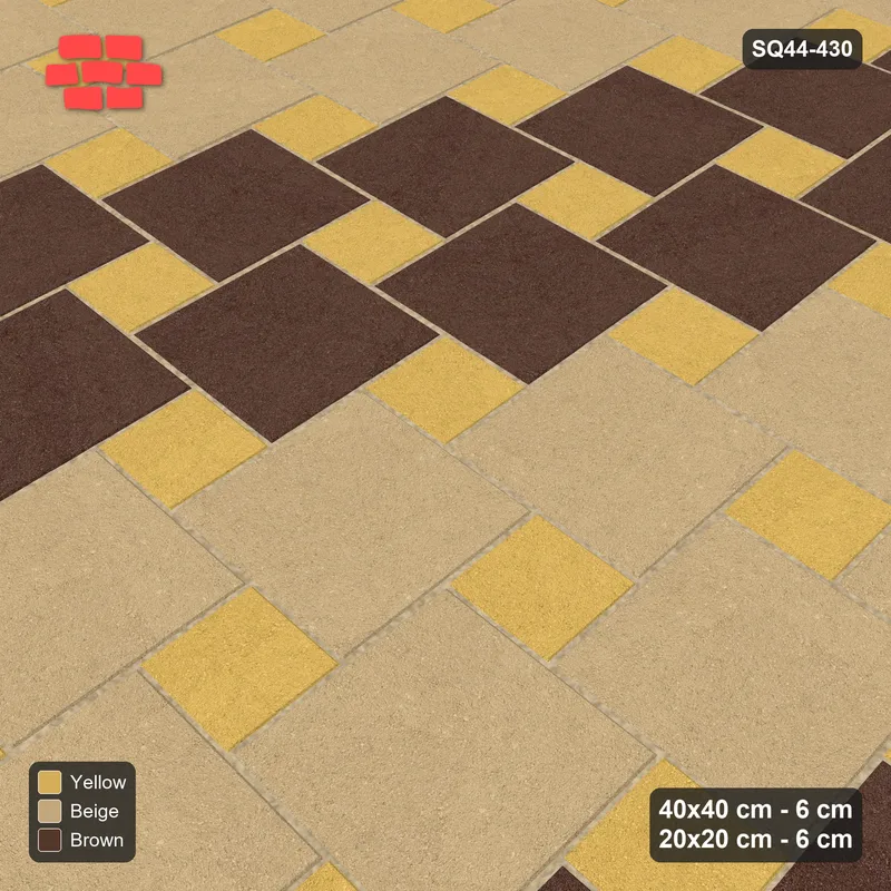 Interlock (Pasco) 40x40 cm · SQ44-430 · Offset Lattice, Bands (Mirrored) - Harvest Gold · Side view Interlock (Pasco) 40x40 cm · SQ44-430 · Offset Lattice, Bands (Mirrored) - Harvest Gold · Side view