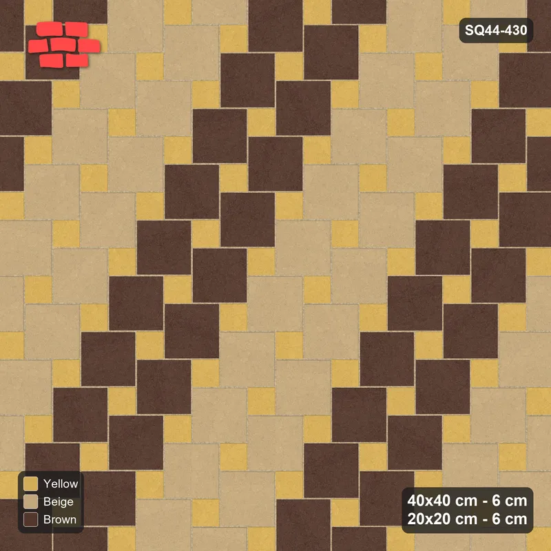 Interlock (Pasco) 40x40 cm · SQ44-430 · Offset Lattice, Bands (Mirrored) - Harvest Gold · Top view Interlock (Pasco) 40x40 cm · SQ44-430 · Offset Lattice, Bands (Mirrored) - Harvest Gold · Top view