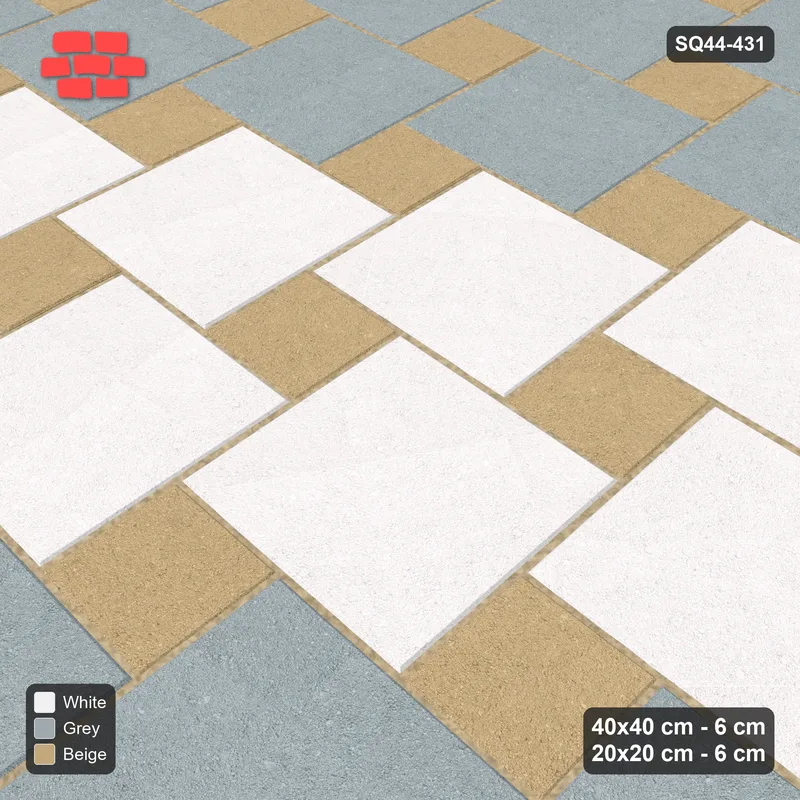 Interlock (Pasco) 40x40 cm · SQ44-431 · Offset Lattice, Bands - Coastal · Side view Interlock (Pasco) 40x40 cm · SQ44-431 · Offset Lattice, Bands - Coastal · Side view