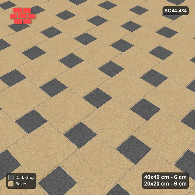 Interlock (Pasco) 40x40 cm · SQ44-434 · Offset Lattice, Swapped - Stone & Earth · Side view Interlock (Pasco) 40x40 cm · SQ44-434 · Offset Lattice, Swapped - Stone & Earth · Side view