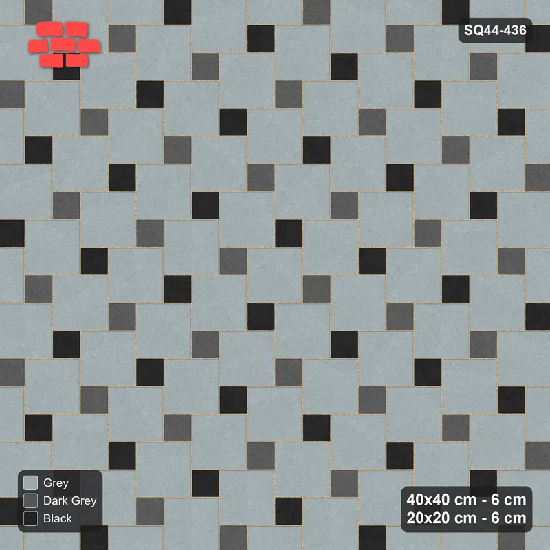 Interlock (Pasco) 40x40 cm · SQ44-436 · Offset Lattice, Split - Graphite Scale · Top view Interlock (Pasco) 40x40 cm · SQ44-436 · Offset Lattice, Split - Graphite Scale · Top view