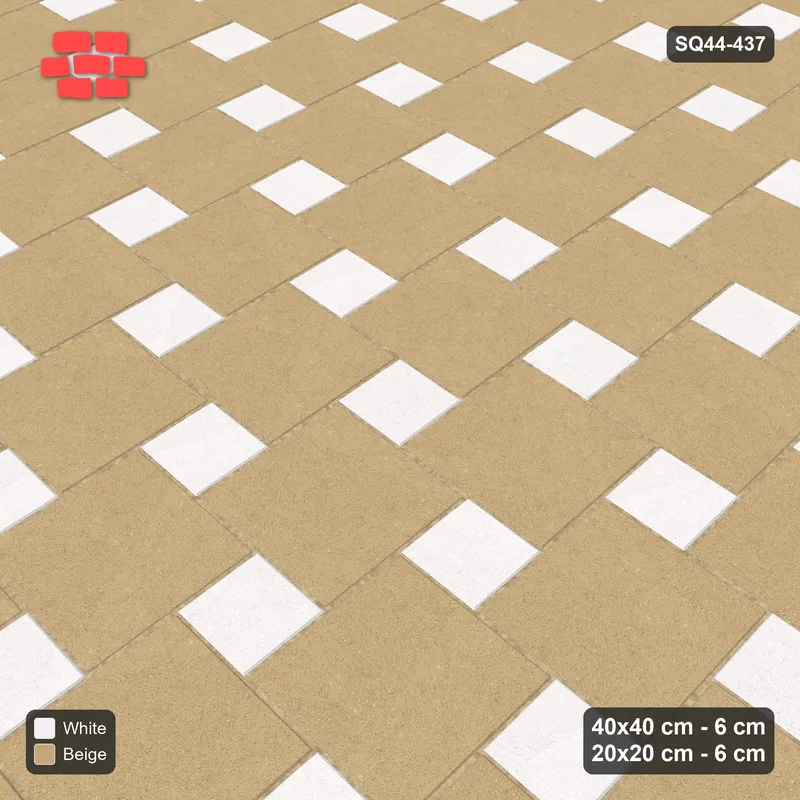 Interlock (Pasco) 40x40 cm · SQ44-437 · Offset Lattice, Swapped (Mirrored) - Ivory & Sand · Side view Interlock (Pasco) 40x40 cm · SQ44-437 · Offset Lattice, Swapped (Mirrored) - Ivory & Sand · Side view