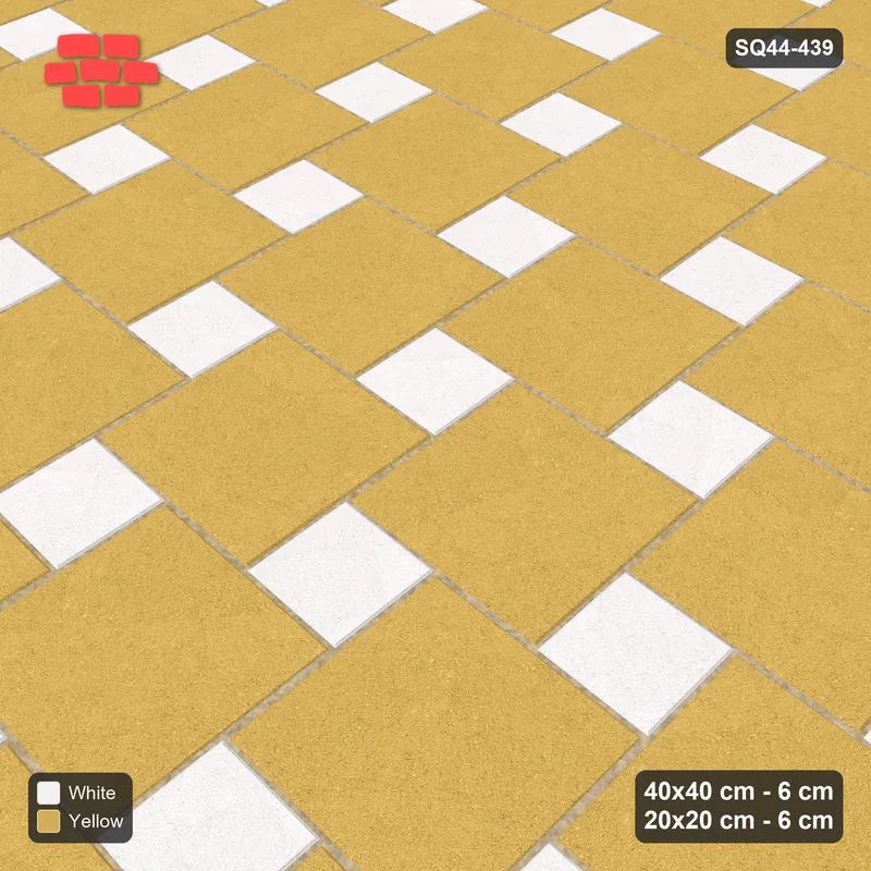 Interlock (Pasco) 40x40 cm · SQ44-439 · Offset Lattice, Swapped - Ivory & Ochre · Side view Interlock (Pasco) 40x40 cm · SQ44-439 · Offset Lattice, Swapped - Ivory & Ochre · Side view