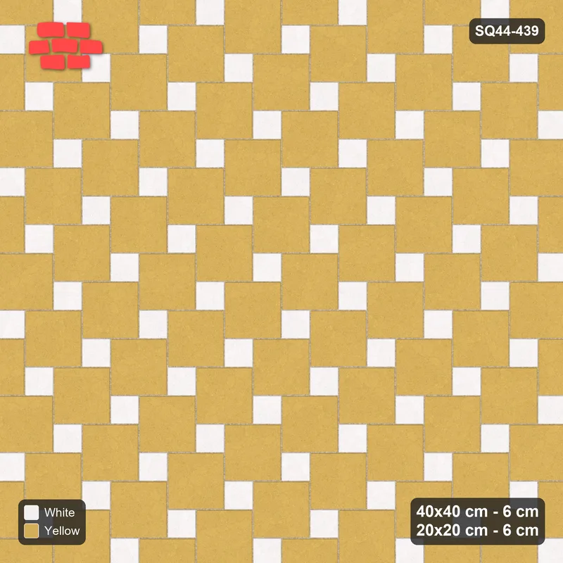 Interlock (Pasco) 40x40 cm · SQ44-439 · Offset Lattice, Swapped - Ivory & Ochre · Top view Interlock (Pasco) 40x40 cm · SQ44-439 · Offset Lattice, Swapped - Ivory & Ochre · Top view