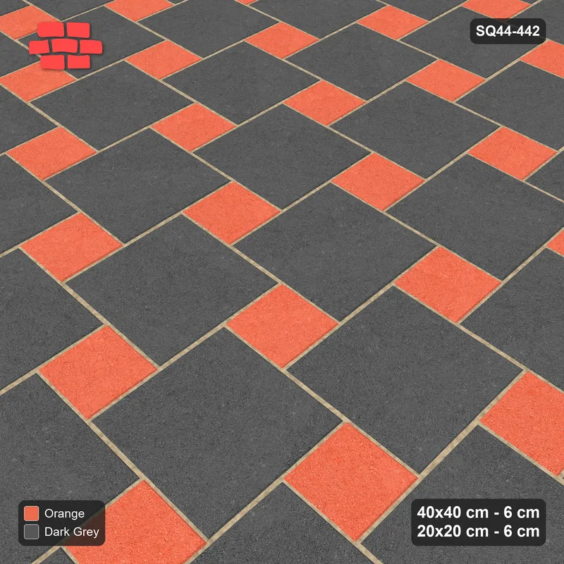 Interlock (Pasco) 40x40 cm · SQ44-442 · Offset Lattice, Swapped (Mirrored) - Ember · Side view Interlock (Pasco) 40x40 cm · SQ44-442 · Offset Lattice, Swapped (Mirrored) - Ember · Side view