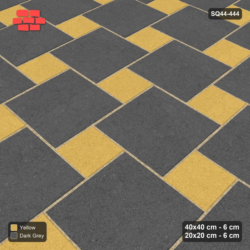 Interlock (Pasco) 40x40 cm · SQ44-444 · Offset Lattice, Swapped - Mustard Slate · Side view Interlock (Pasco) 40x40 cm · SQ44-444 · Offset Lattice, Swapped - Mustard Slate · Side view