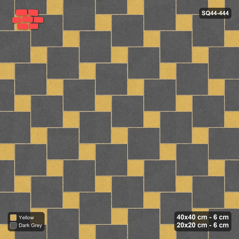 Interlock (Pasco) 40x40 cm · SQ44-444 · Offset Lattice, Swapped - Mustard Slate · Top view Interlock (Pasco) 40x40 cm · SQ44-444 · Offset Lattice, Swapped - Mustard Slate · Top view