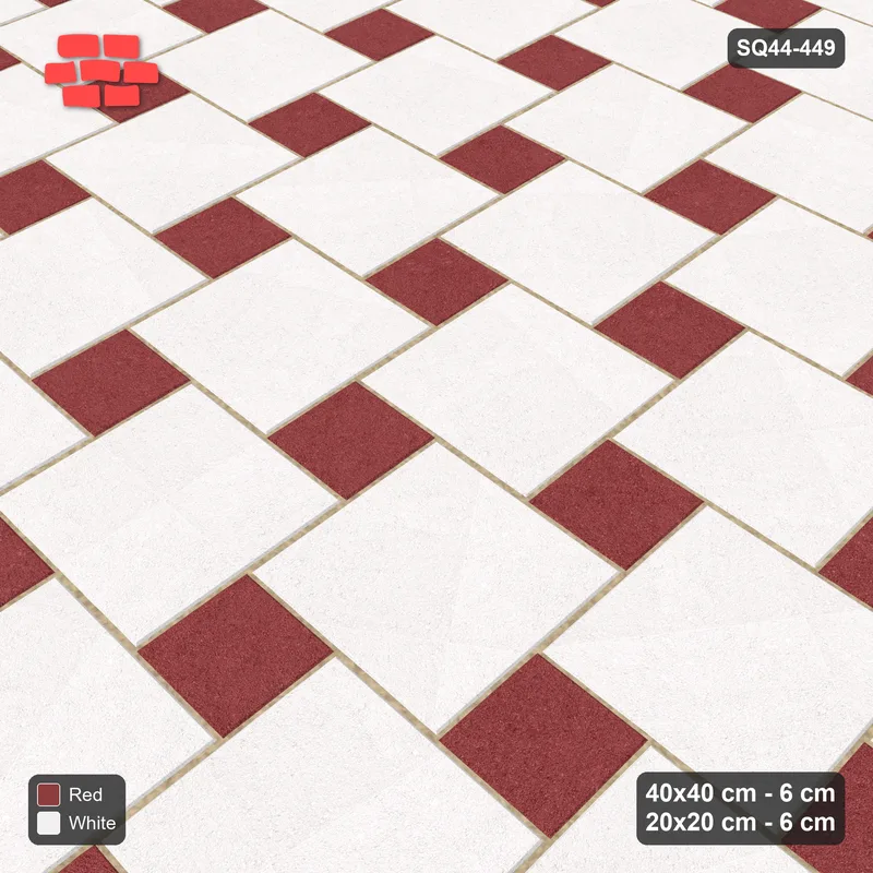 Interlock (Pasco) 40x40 cm · SQ44-449 · Offset Lattice, Swapped - Burgundy & Ivory · Side view Interlock (Pasco) 40x40 cm · SQ44-449 · Offset Lattice, Swapped - Burgundy & Ivory · Side view