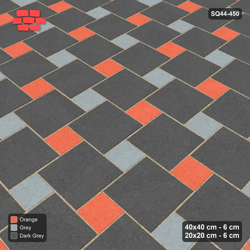 Interlock (Pasco) 40x40 cm · SQ44-450 · Offset Lattice, Split - Sunset Slate · Side view Interlock (Pasco) 40x40 cm · SQ44-450 · Offset Lattice, Split - Sunset Slate · Side view