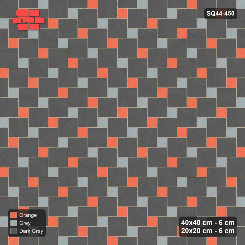 Interlock (Pasco) 40x40 cm · SQ44-450 · Offset Lattice, Split - Sunset Slate · Top view Interlock (Pasco) 40x40 cm · SQ44-450 · Offset Lattice, Split - Sunset Slate · Top view