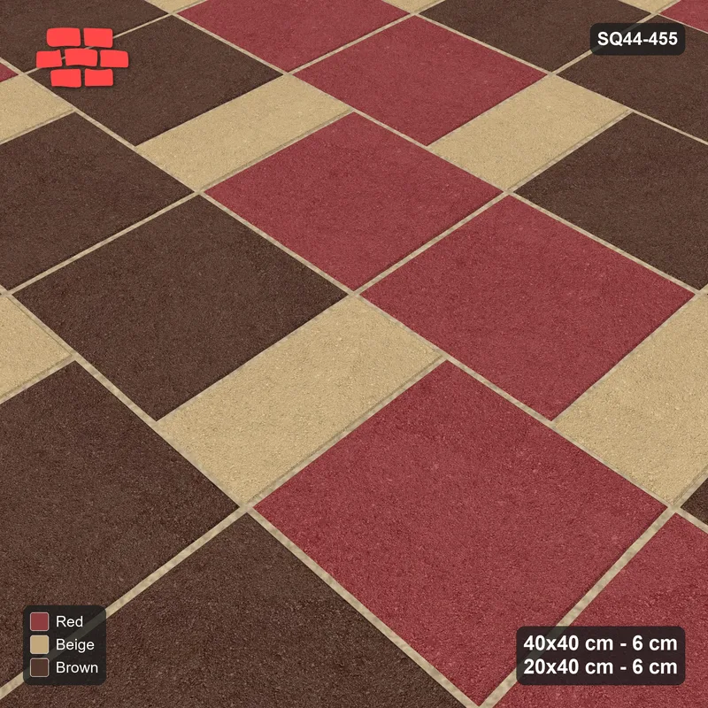 Interlock (Pasco) 40x40 cm · SQ44-455 · Slab Pair + Plank Step, Pair Tones, Right, 300 cm - Tuscany · Side view Interlock (Pasco) 40x40 cm · SQ44-455 · Slab Pair + Plank Step, Pair Tones, Right, 300 cm - Tuscany · Side view