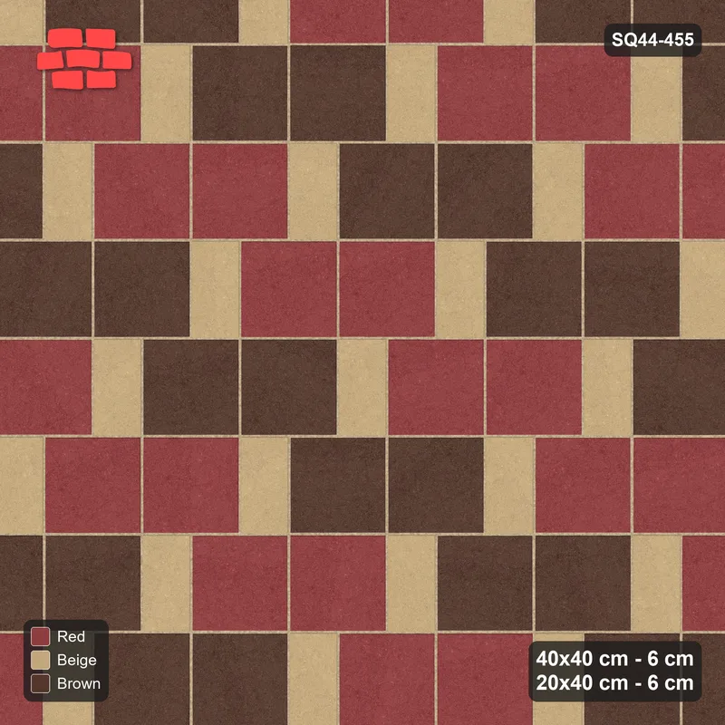 Interlock (Pasco) 40x40 cm · SQ44-455 · Slab Pair + Plank Step, Pair Tones, Right, 300 cm - Tuscany · Top view Interlock (Pasco) 40x40 cm · SQ44-455 · Slab Pair + Plank Step, Pair Tones, Right, 300 cm - Tuscany · Top view