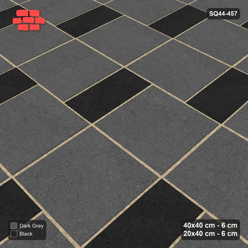 Interlock (Pasco) 40x40 cm · SQ44-457 · Slab Pair + Plank Step, Solid Slabs, Right, Kerb - Night Sky · Side view Interlock (Pasco) 40x40 cm · SQ44-457 · Slab Pair + Plank Step, Solid Slabs, Right, Kerb - Night Sky · Side view