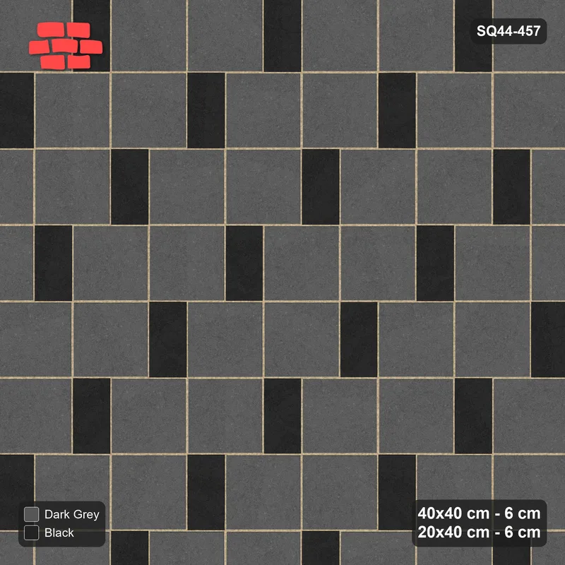 Interlock (Pasco) 40x40 cm · SQ44-457 · Slab Pair + Plank Step, Solid Slabs, Right, Kerb - Night Sky · Top view Interlock (Pasco) 40x40 cm · SQ44-457 · Slab Pair + Plank Step, Solid Slabs, Right, Kerb - Night Sky · Top view