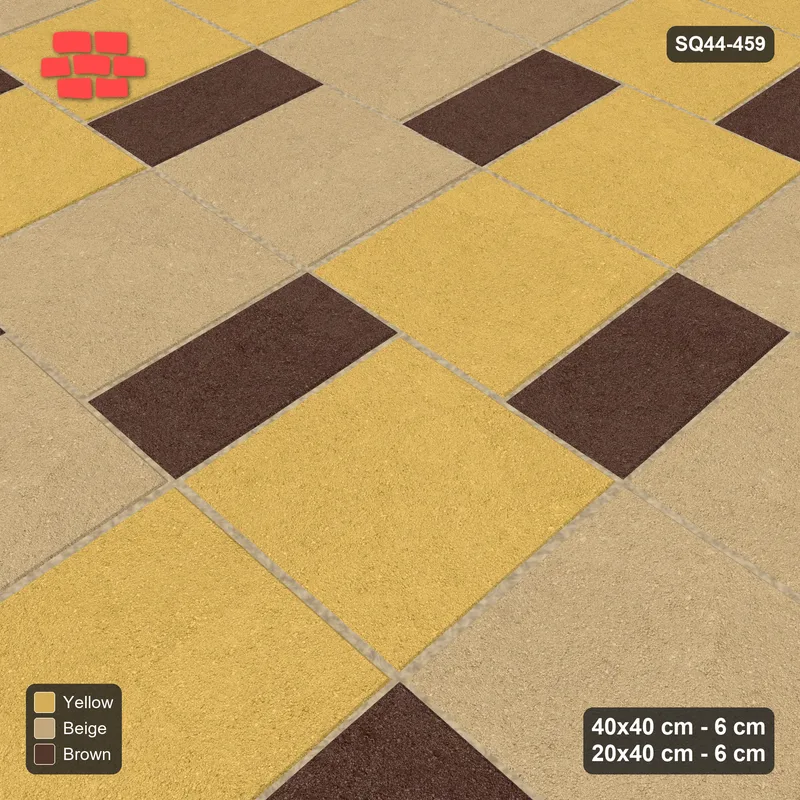 Interlock (Pasco) 40x40 cm · SQ44-459 · Slab Pair + Plank Step, Checker, Right - Harvest Gold · Side view Interlock (Pasco) 40x40 cm · SQ44-459 · Slab Pair + Plank Step, Checker, Right - Harvest Gold · Side view