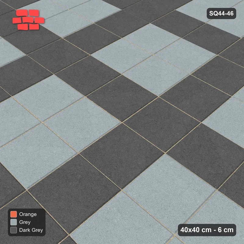 Interlock (Pasco) 40x40 cm · SQ44-46 · Plaza Grid Every Three Courses · Side view Interlock (Pasco) 40x40 cm · SQ44-46 · Plaza Grid Every Three Courses · Side view