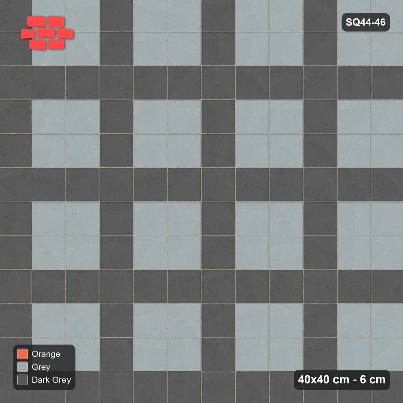 Interlock (Pasco) 40x40 cm · SQ44-46 · Plaza Grid Every Three Courses · Top view Interlock (Pasco) 40x40 cm · SQ44-46 · Plaza Grid Every Three Courses · Top view