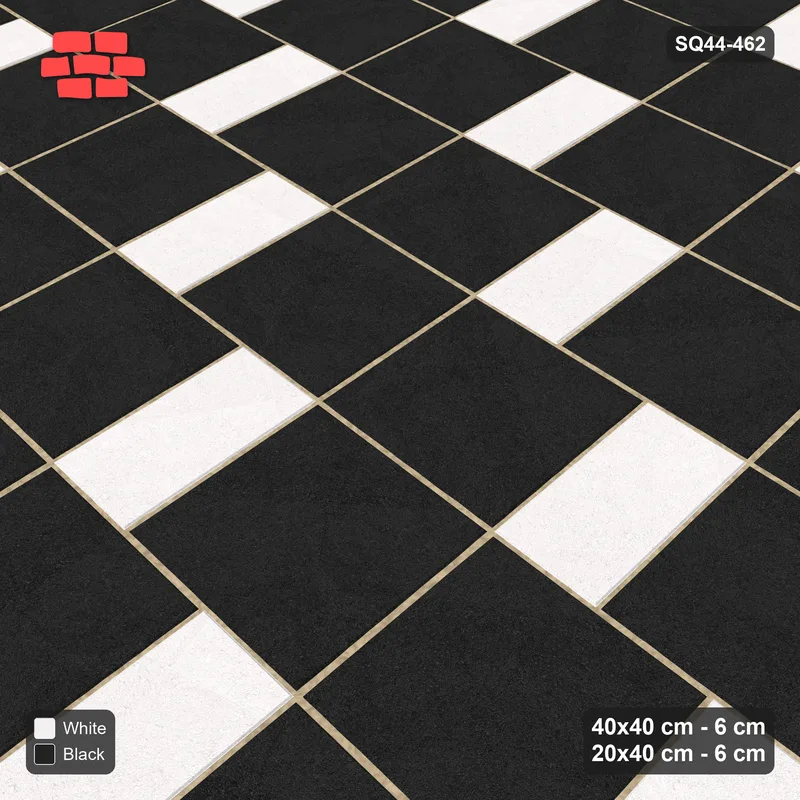 Interlock (Pasco) 40x40 cm · SQ44-462 · Slab Pair + Plank Step, Solid Slabs, Left, 380 cm - Contrast · Side view Interlock (Pasco) 40x40 cm · SQ44-462 · Slab Pair + Plank Step, Solid Slabs, Left, 380 cm - Contrast · Side view