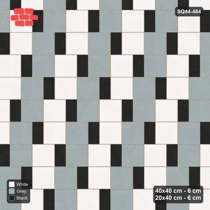 Interlock (Pasco) 40x40 cm · SQ44-464 · Slab Pair + Plank Step, Checker, Left, 380 cm - Tuxedo · Top view Interlock (Pasco) 40x40 cm · SQ44-464 · Slab Pair + Plank Step, Checker, Left, 380 cm - Tuxedo · Top view