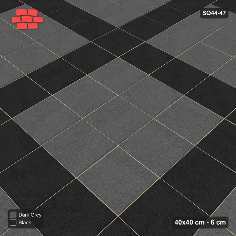 Interlock (Pasco) 40x40 cm · SQ44-47 · Border and Plaza Grid Field · Side view Interlock (Pasco) 40x40 cm · SQ44-47 · Border and Plaza Grid Field · Side view