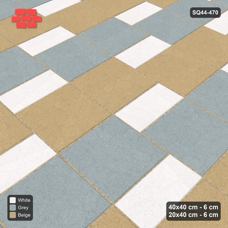 Interlock (Pasco) 40x40 cm · SQ44-470 · Slab Pair + Plank Step, Checker, Left, 360 cm - Coastal · Side view Interlock (Pasco) 40x40 cm · SQ44-470 · Slab Pair + Plank Step, Checker, Left, 360 cm - Coastal · Side view