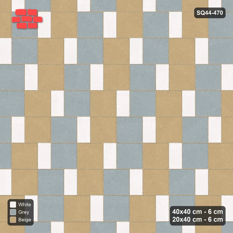 Interlock (Pasco) 40x40 cm · SQ44-470 · Slab Pair + Plank Step, Checker, Left, 360 cm - Coastal · Top view Interlock (Pasco) 40x40 cm · SQ44-470 · Slab Pair + Plank Step, Checker, Left, 360 cm - Coastal · Top view