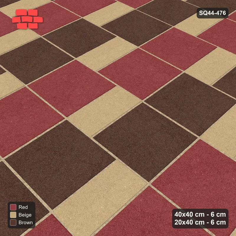 Interlock (Pasco) 40x40 cm · SQ44-476 · Slab Pair + Plank Step, Checker, Left, 360 cm - Tuscany · Side view Interlock (Pasco) 40x40 cm · SQ44-476 · Slab Pair + Plank Step, Checker, Left, 360 cm - Tuscany · Side view