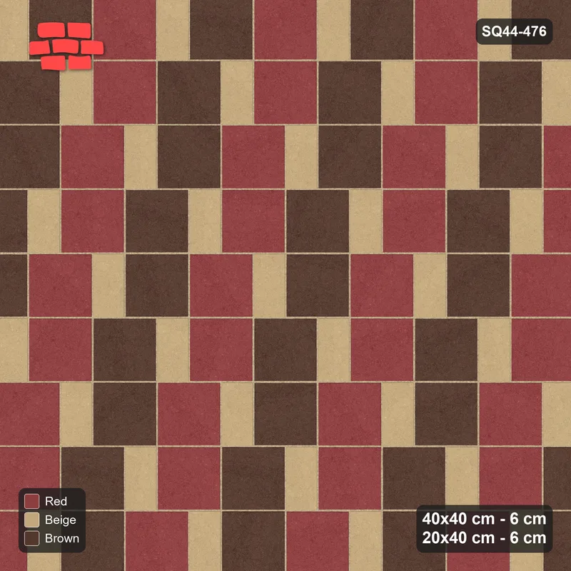 Interlock (Pasco) 40x40 cm · SQ44-476 · Slab Pair + Plank Step, Checker, Left, 360 cm - Tuscany · Top view Interlock (Pasco) 40x40 cm · SQ44-476 · Slab Pair + Plank Step, Checker, Left, 360 cm - Tuscany · Top view