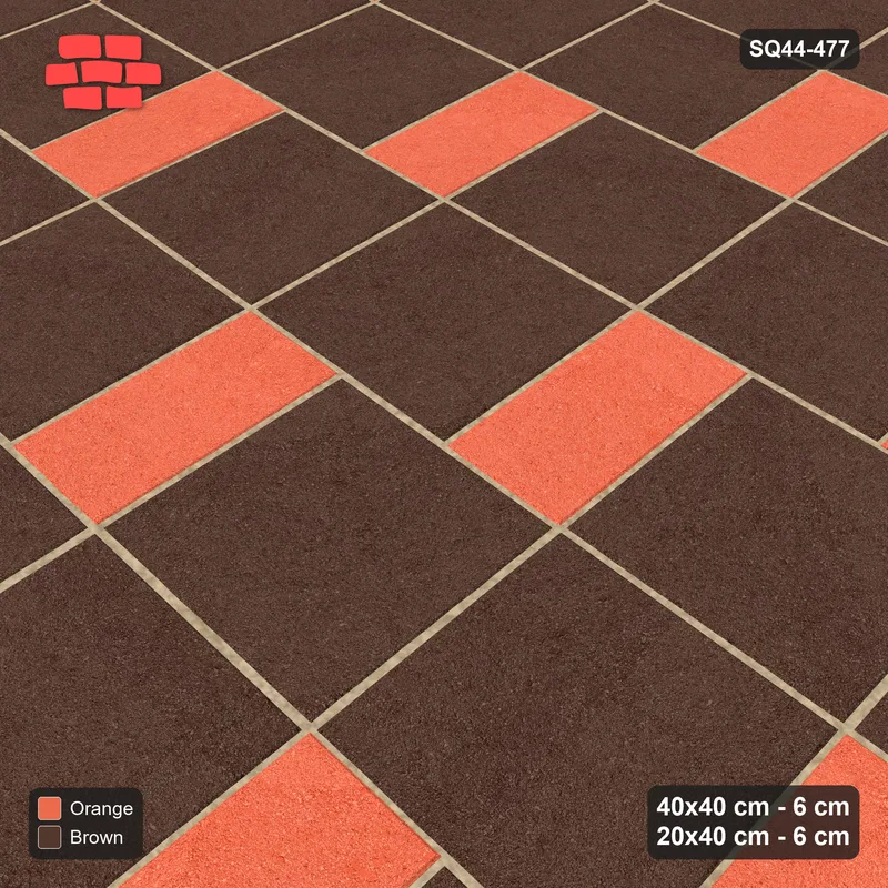 Interlock (Pasco) 40x40 cm · SQ44-477 · Slab Pair + Plank Step, Solid Slabs, Kerb - Burnt Clay · Side view Interlock (Pasco) 40x40 cm · SQ44-477 · Slab Pair + Plank Step, Solid Slabs, Kerb - Burnt Clay · Side view