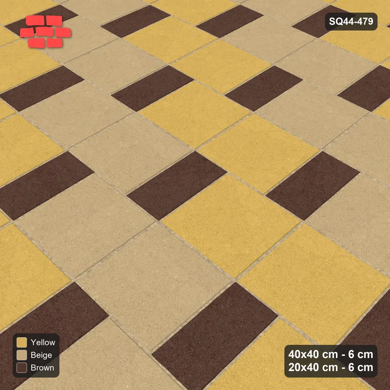 Interlock (Pasco) 40x40 cm · SQ44-479 · Slab Pair + Plank Step, Pair Tones, Right - Harvest Gold · Side view Interlock (Pasco) 40x40 cm · SQ44-479 · Slab Pair + Plank Step, Pair Tones, Right - Harvest Gold · Side view