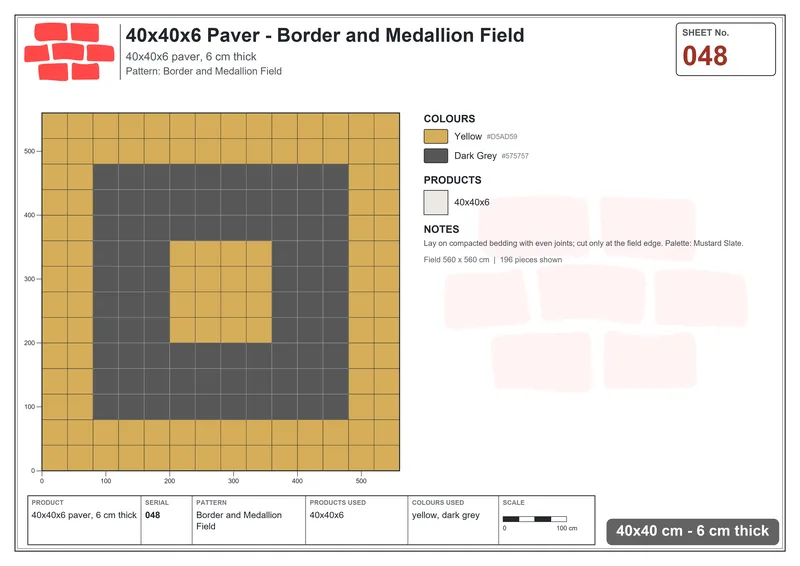Interlock (Pasco) 40x40 cm · SQ44-48 · Border and Medallion Field · Laying plan Interlock (Pasco) 40x40 cm · SQ44-48 · Border and Medallion Field · Laying plan