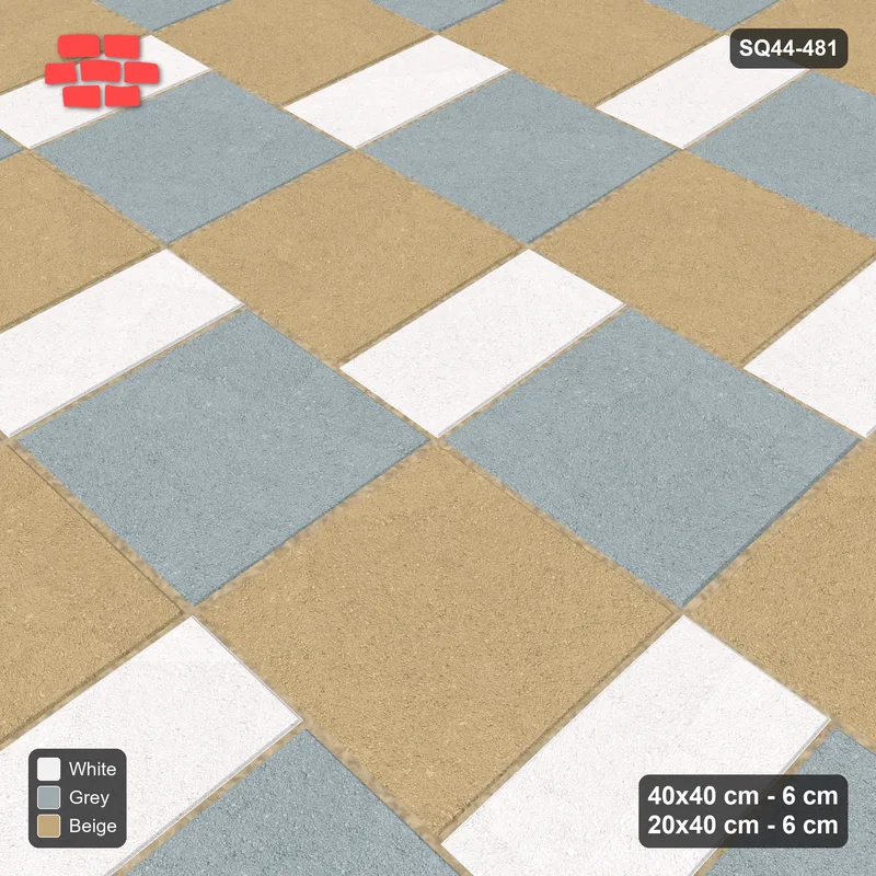 Interlock (Pasco) 40x40 cm · SQ44-481 · Slab Pair + Plank Step, Alternating, Right, Kerb - Coastal · Side view Interlock (Pasco) 40x40 cm · SQ44-481 · Slab Pair + Plank Step, Alternating, Right, Kerb - Coastal · Side view