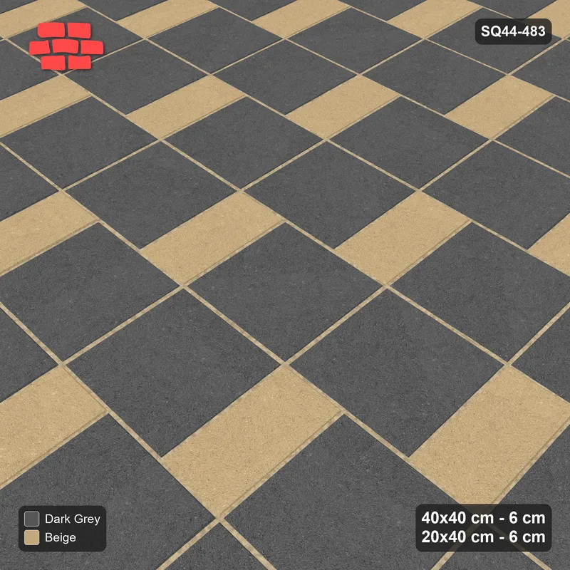 Interlock (Pasco) 40x40 cm · SQ44-483 · Slab Pair + Plank Step, Solid Slabs, Right - Stone & Earth · Side view Interlock (Pasco) 40x40 cm · SQ44-483 · Slab Pair + Plank Step, Solid Slabs, Right - Stone & Earth · Side view