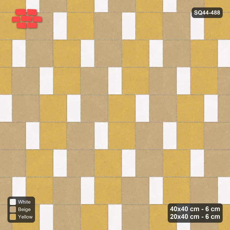 Interlock (Pasco) 40x40 cm · SQ44-488 · Slab Pair + Plank Step, Checker, Left, 340 cm - Golden Sand · Top view Interlock (Pasco) 40x40 cm · SQ44-488 · Slab Pair + Plank Step, Checker, Left, 340 cm - Golden Sand · Top view