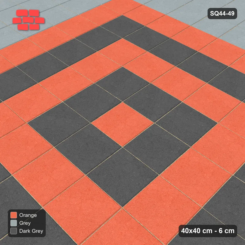 Interlock (Pasco) 40x40 cm · SQ44-49 · Triple Border Around Rings · Side view Interlock (Pasco) 40x40 cm · SQ44-49 · Triple Border Around Rings · Side view
