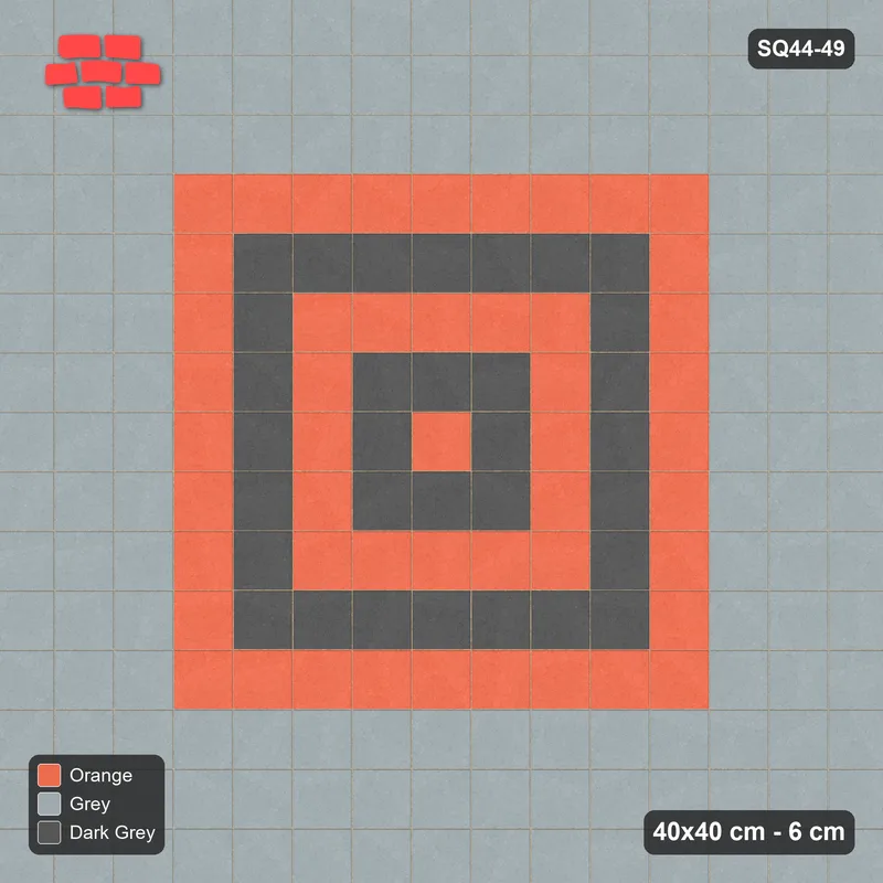 Interlock (Pasco) 40x40 cm · SQ44-49 · Triple Border Around Rings · Top view Interlock (Pasco) 40x40 cm · SQ44-49 · Triple Border Around Rings · Top view