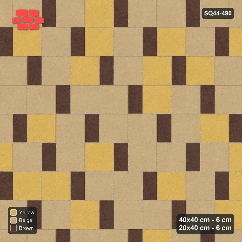 Interlock (Pasco) 40x40 cm · SQ44-490 · Slab Pair + Plank Step, Blend, Left, 340 cm - Harvest Gold · Top view Interlock (Pasco) 40x40 cm · SQ44-490 · Slab Pair + Plank Step, Blend, Left, 340 cm - Harvest Gold · Top view