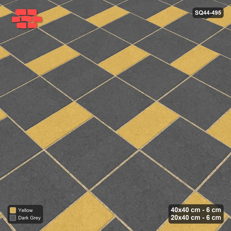 Interlock (Pasco) 40x40 cm · SQ44-495 · Slab Pair + Plank Step, Solid Slabs, Right - Mustard Slate · Side view Interlock (Pasco) 40x40 cm · SQ44-495 · Slab Pair + Plank Step, Solid Slabs, Right - Mustard Slate · Side view