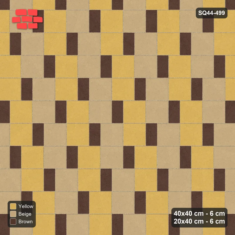 Interlock (Pasco) 40x40 cm · SQ44-499 · Slab Pair + Plank Step, Checker, 420 cm - Harvest Gold · Top view Interlock (Pasco) 40x40 cm · SQ44-499 · Slab Pair + Plank Step, Checker, 420 cm - Harvest Gold · Top view