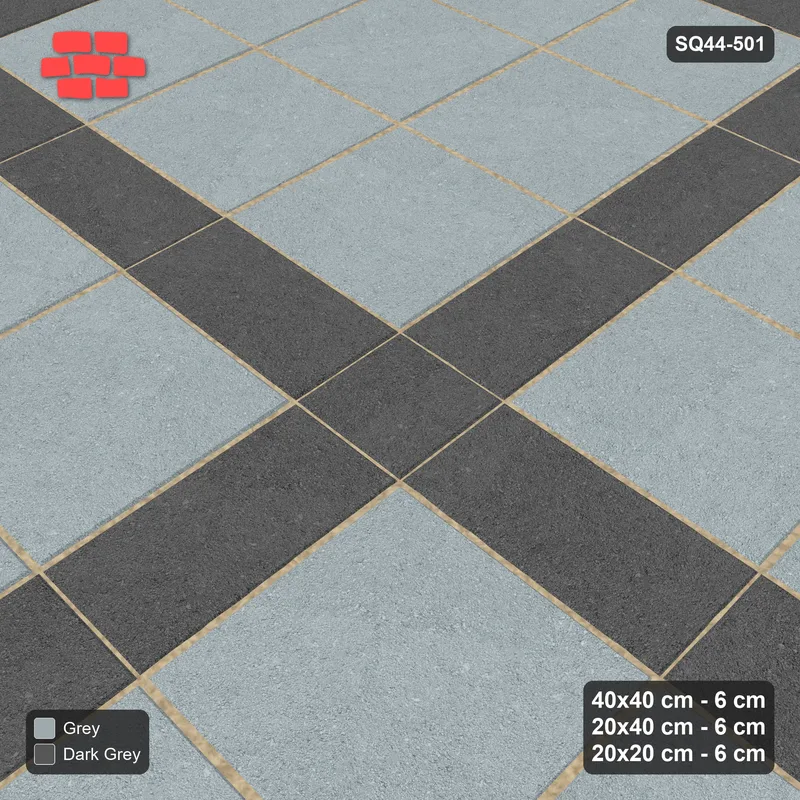 Interlock (Pasco) 40x40 cm · SQ44-501 · Panel Grid 3x3, Dark Plank Lines, Line Edges - Charcoal Edge · Side view Interlock (Pasco) 40x40 cm · SQ44-501 · Panel Grid 3x3, Dark Plank Lines, Line Edges - Charcoal Edge · Side view