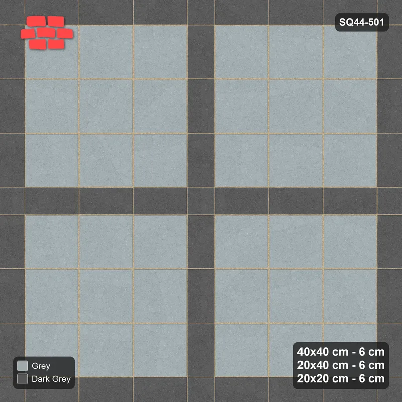 Interlock (Pasco) 40x40 cm · SQ44-501 · Panel Grid 3x3, Dark Plank Lines, Line Edges - Charcoal Edge · Top view Interlock (Pasco) 40x40 cm · SQ44-501 · Panel Grid 3x3, Dark Plank Lines, Line Edges - Charcoal Edge · Top view