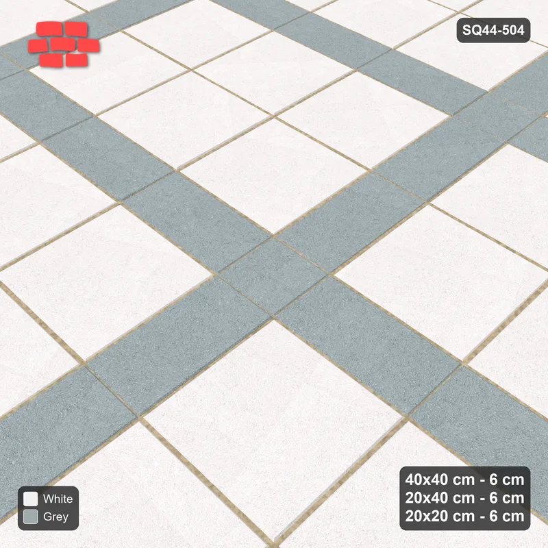 Interlock (Pasco) 40x40 cm · SQ44-504 · Panel Grid 3x2, Dark Plank Lines, 380 cm - Salt & Pepper · Side view Interlock (Pasco) 40x40 cm · SQ44-504 · Panel Grid 3x2, Dark Plank Lines, 380 cm - Salt & Pepper · Side view
